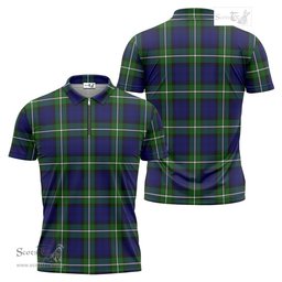 ScotsTee Shop Scottish Bannerman Clan Tartan Zipper Polo Shirt