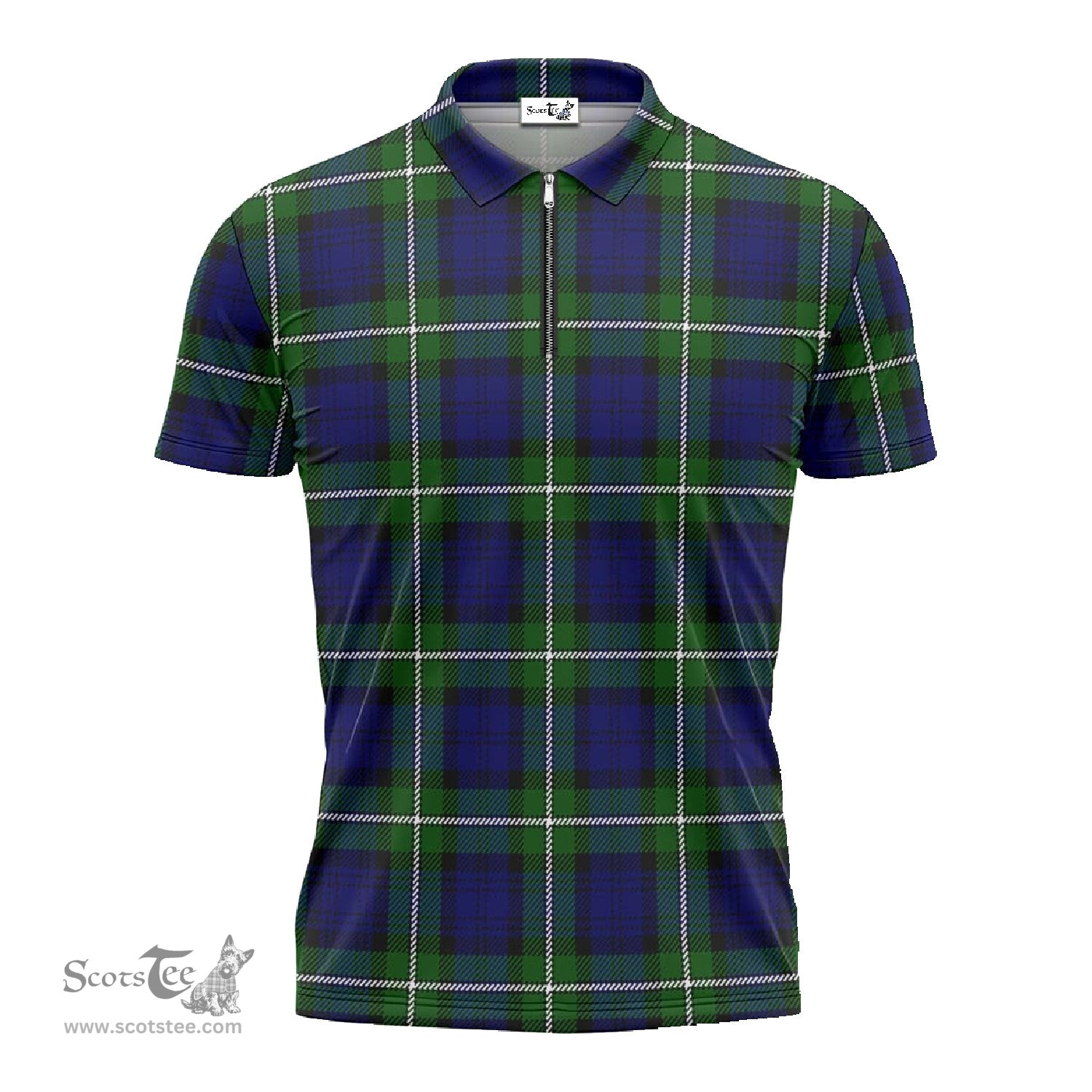 ScotsTee Shop Scottish Bannerman Clan Tartan Zipper Polo Shirt