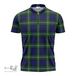 ScotsTee Shop Scottish Bannerman Clan Tartan Zipper Polo Shirt