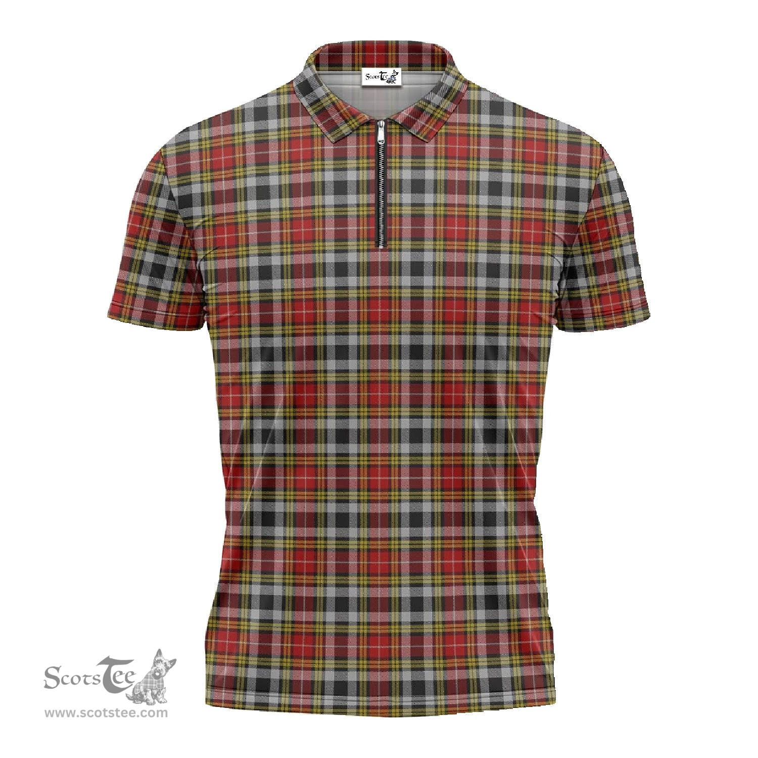 ScotsTee Shop Scottish Buchanan Old Dress Clan Tartan Zipper Polo Shirt