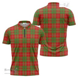 ScotsTee Shop Scottish Burnett Ancient Clan Tartan Zipper Polo Shirt