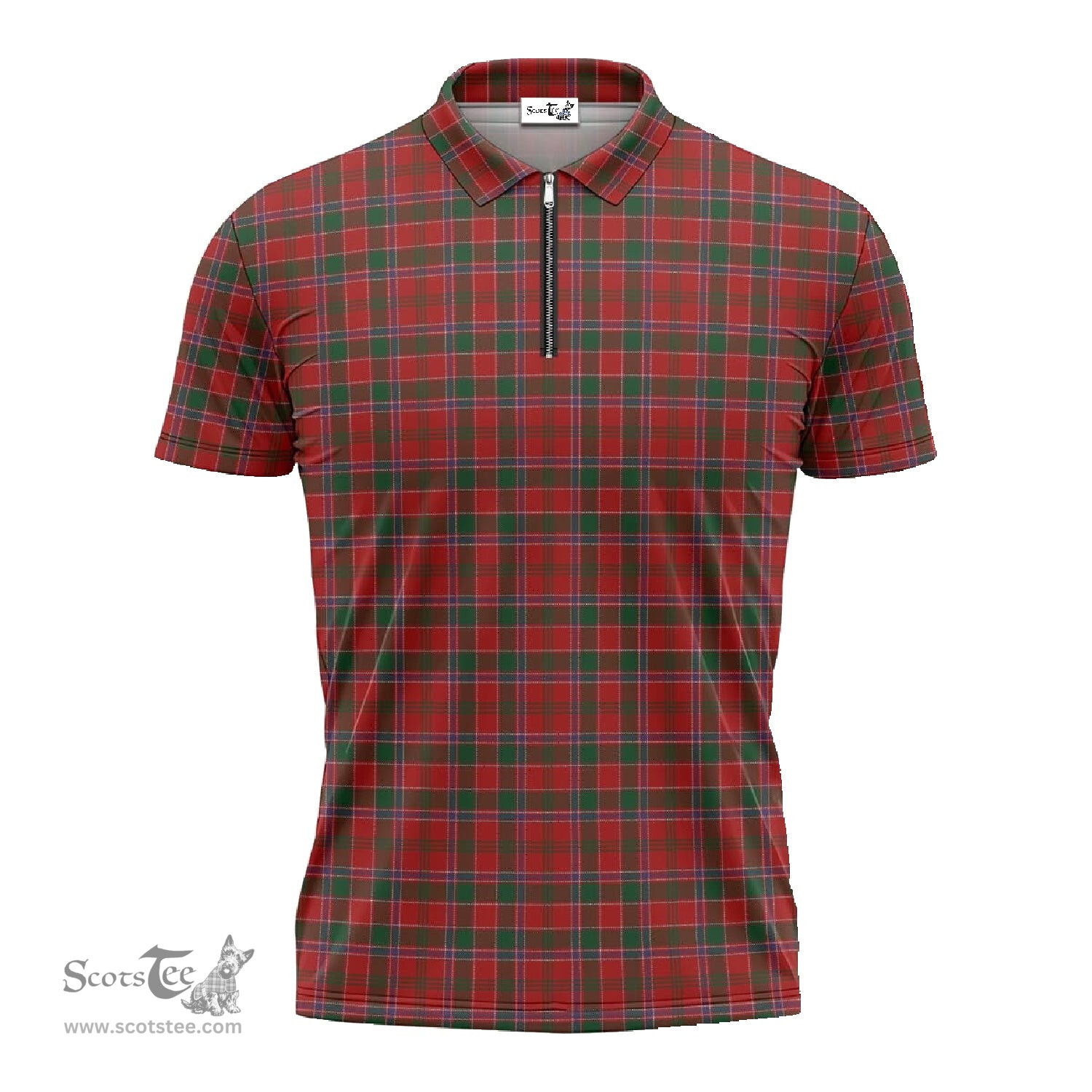 ScotsTee Shop Scottish Dalzell (Dalziel) Clan Tartan Zipper Polo Shirt
