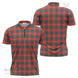 ScotsTee Shop Scottish Chisholm Ancient Clan Tartan Zipper Polo Shirt
