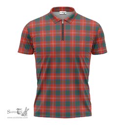 ScotsTee Shop Scottish Chisholm Ancient Clan Tartan Zipper Polo Shirt