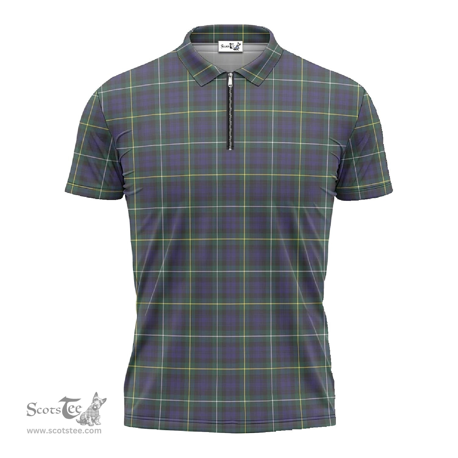 ScotsTee Shop Scottish Campbell Argyll Modern Clan Tartan Zipper Polo Shirt