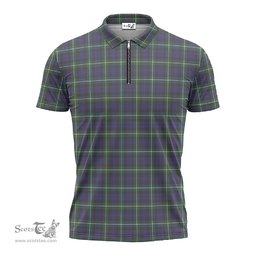 ScotsTee Shop Scottish Campbell Argyll Modern Clan Tartan Zipper Polo Shirt
