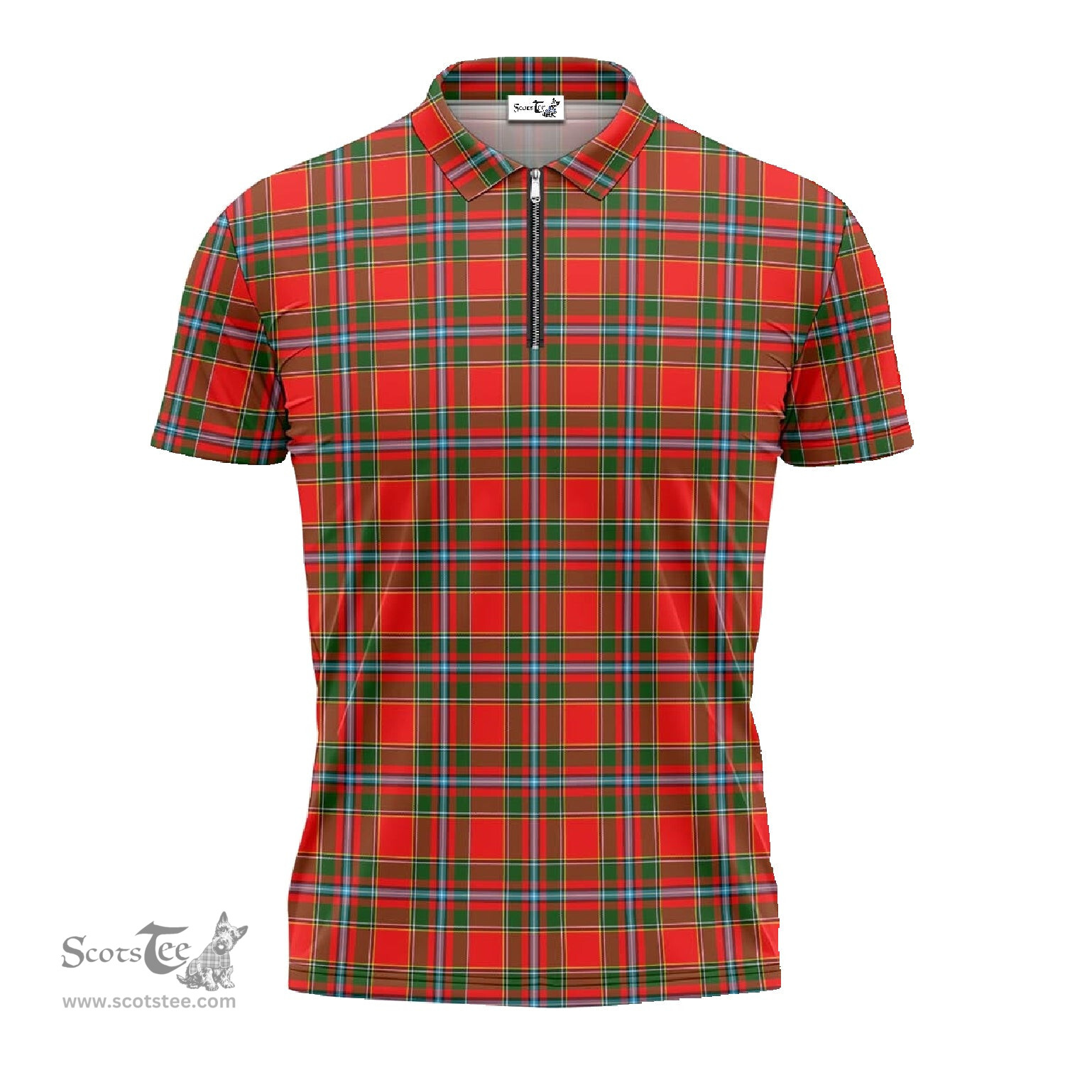 ScotsTee Shop Scottish Drummond of Perth Clan Tartan Zipper Polo Shirt