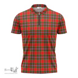 ScotsTee Shop Scottish Drummond of Perth Clan Tartan Zipper Polo Shirt