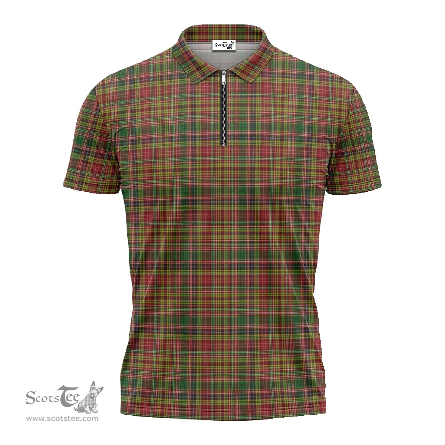 ScotsTee Shop Scottish Drummond of Strathallan Clan Tartan Zipper Polo Shirt