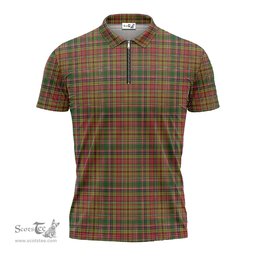 ScotsTee Shop Scottish Drummond of Strathallan Clan Tartan Zipper Polo Shirt