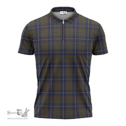 ScotsTee Shop Scottish Douglas Brown Clan Tartan Zipper Polo Shirt