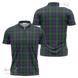 ScotsTee Shop Scottish Campbell of Cawdor Clan Tartan Zipper Polo Shirt