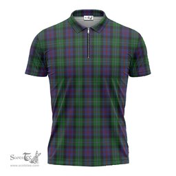ScotsTee Shop Scottish Campbell of Cawdor Clan Tartan Zipper Polo Shirt