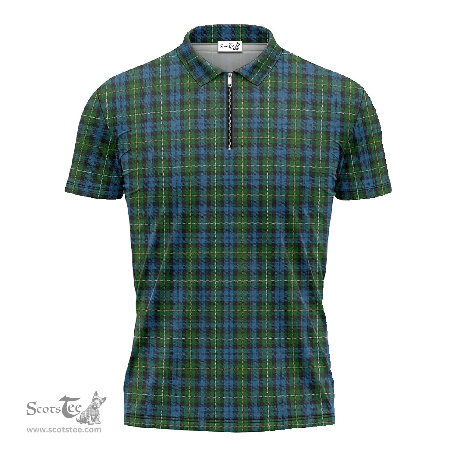 ScotsTee Shop Scottish Campbell of Argyll #02 Clan Tartan Zipper Polo Shirt