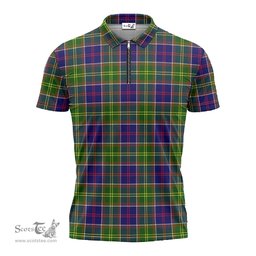 ScotsTee Shop Scottish Dalrymple Clan Tartan Zipper Polo Shirt