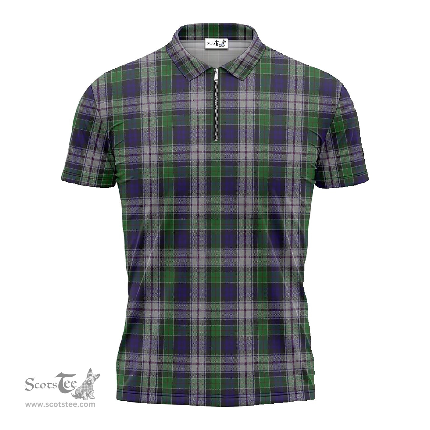 ScotsTee Shop Scottish Colquhoun Dress Clan Tartan Zipper Polo Shirt