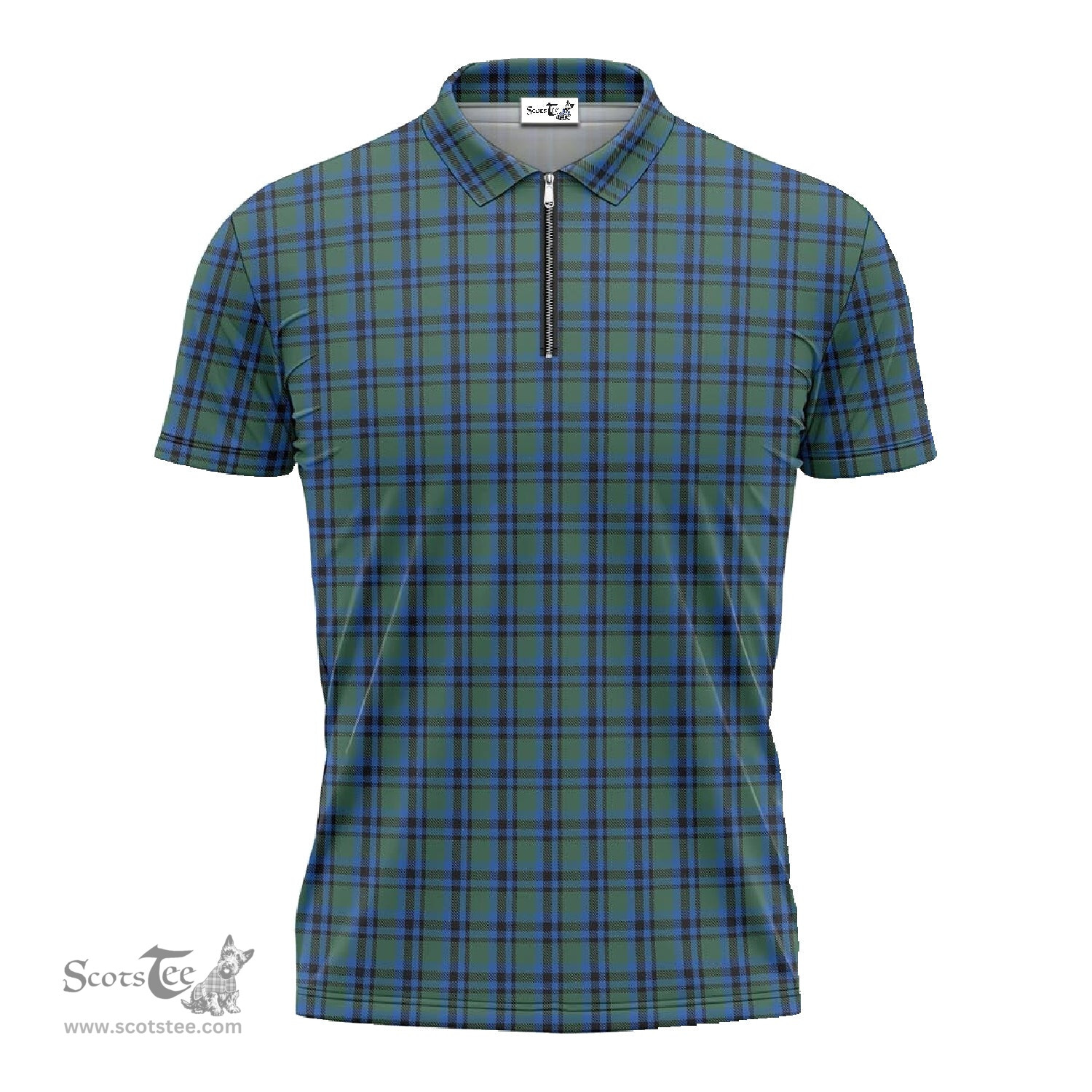 ScotsTee Shop Scottish Falconer Clan Tartan Zipper Polo Shirt
