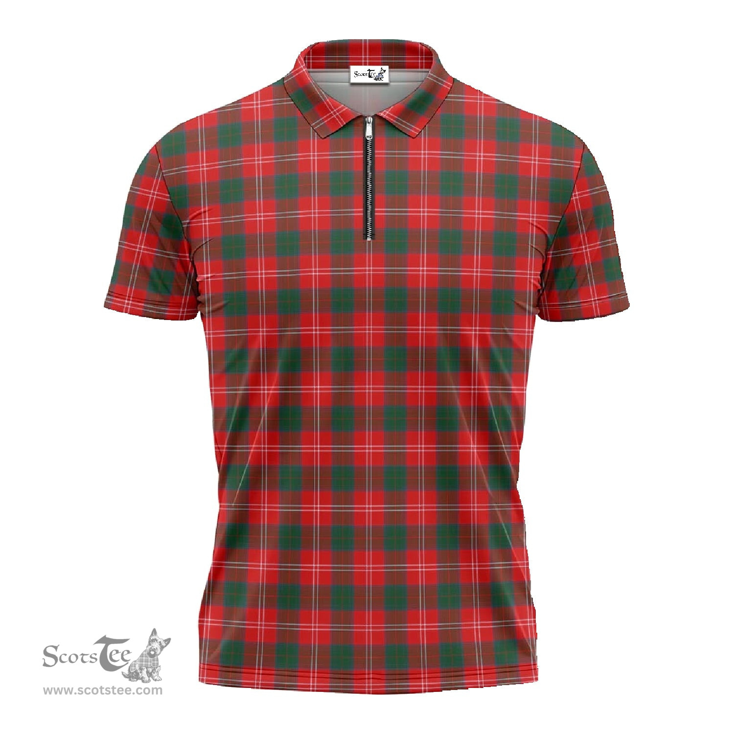 ScotsTee Shop Scottish Chisholm Modern Clan Tartan Zipper Polo Shirt