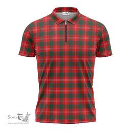 ScotsTee Shop Scottish Chisholm Modern Clan Tartan Zipper Polo Shirt
