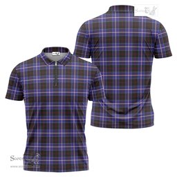 ScotsTee Shop Scottish Dunlop Modern Clan Tartan Zipper Polo Shirt