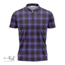 ScotsTee Shop Scottish Dunlop Modern Clan Tartan Zipper Polo Shirt