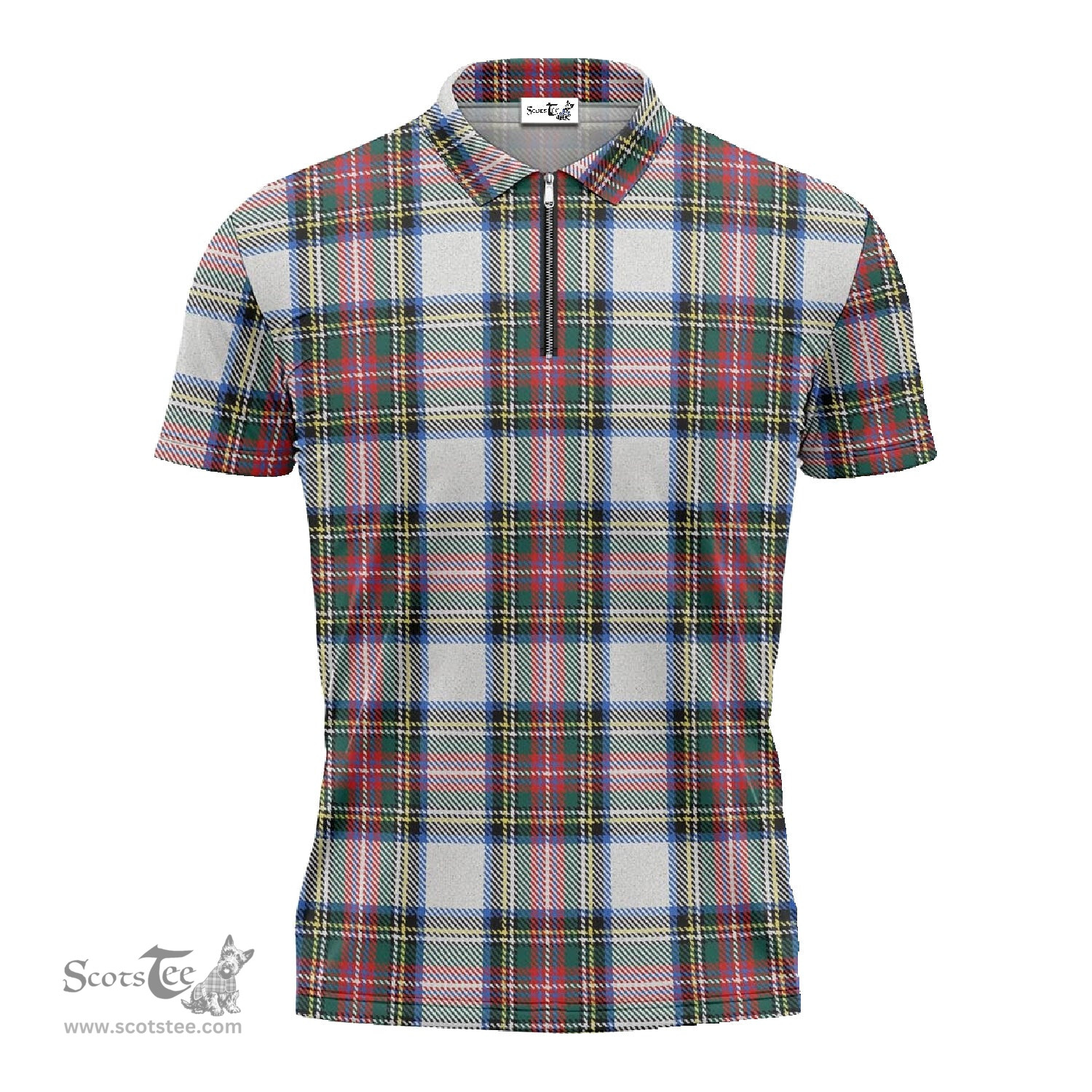 ScotsTee Shop Scottish Dennistoun Clan Tartan Zipper Polo Shirt