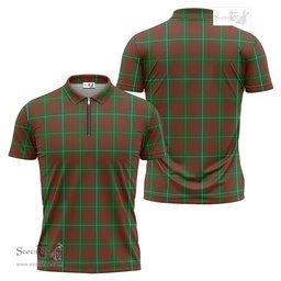 ScotsTee Shop Scottish Bruce Hunting Clan Tartan Zipper Polo Shirt