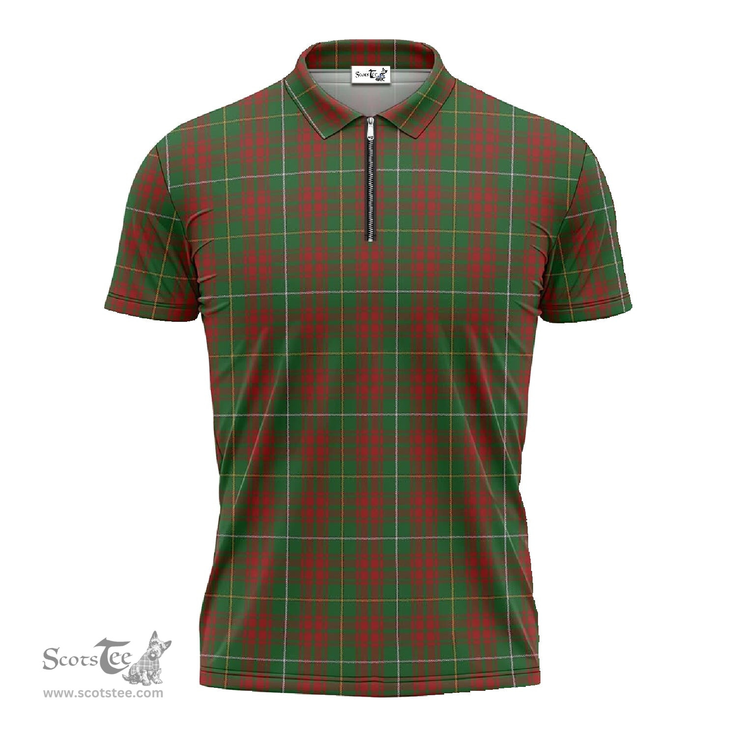 ScotsTee Shop Scottish Bruce Hunting Clan Tartan Zipper Polo Shirt
