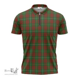 ScotsTee Shop Scottish Bruce Hunting Clan Tartan Zipper Polo Shirt