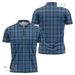 ScotsTee Shop Scottish Fitzgerald Family Clan Tartan Zipper Polo Shirt