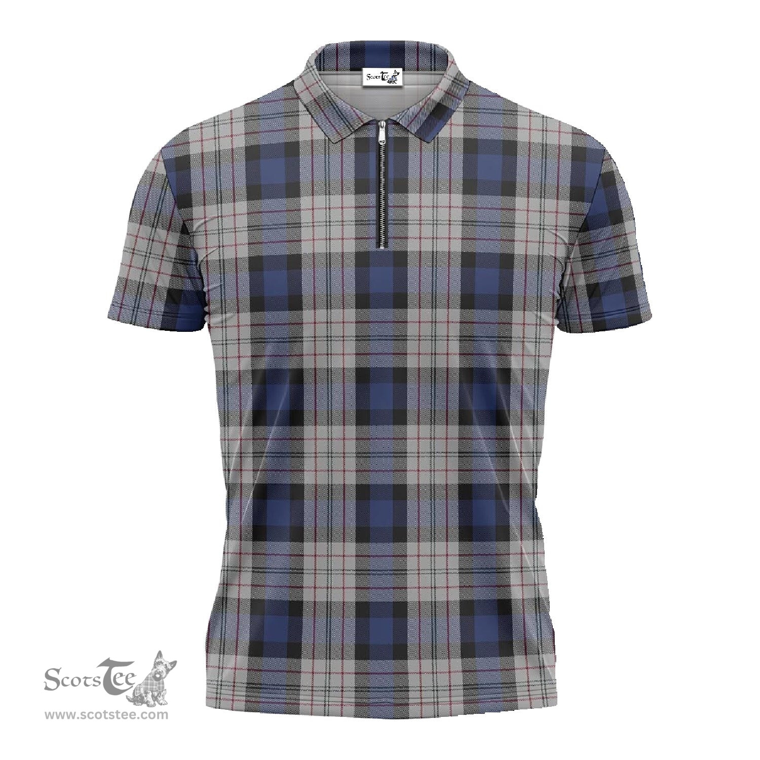 ScotsTee Shop Scottish Ferguson Dress Clan Tartan Zipper Polo Shirt