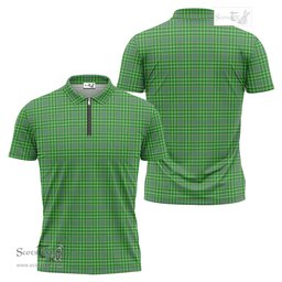 ScotsTee Shop Scottish Currie Clan Tartan Zipper Polo Shirt