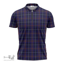 ScotsTee Shop Scottish Fitzgerald Hunting Clan Tartan Zipper Polo Shirt
