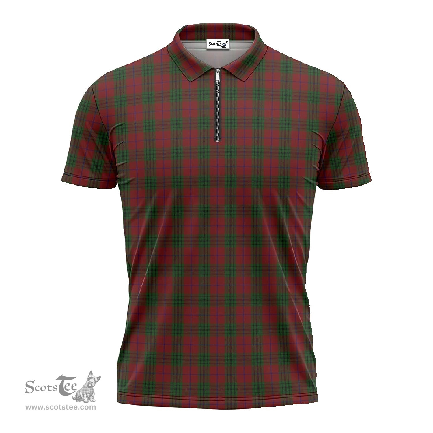 ScotsTee Shop Scottish Denny Hunting Clan Tartan Zipper Polo Shirt