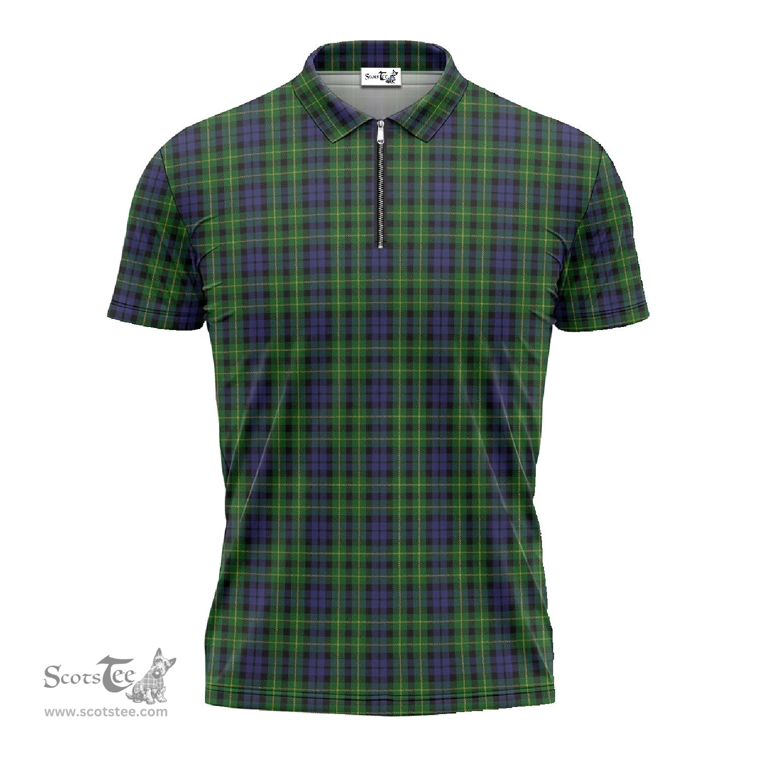 ScotsTee Shop Scottish Campbell of Breadalbane Clan Tartan Zipper Polo Shirt