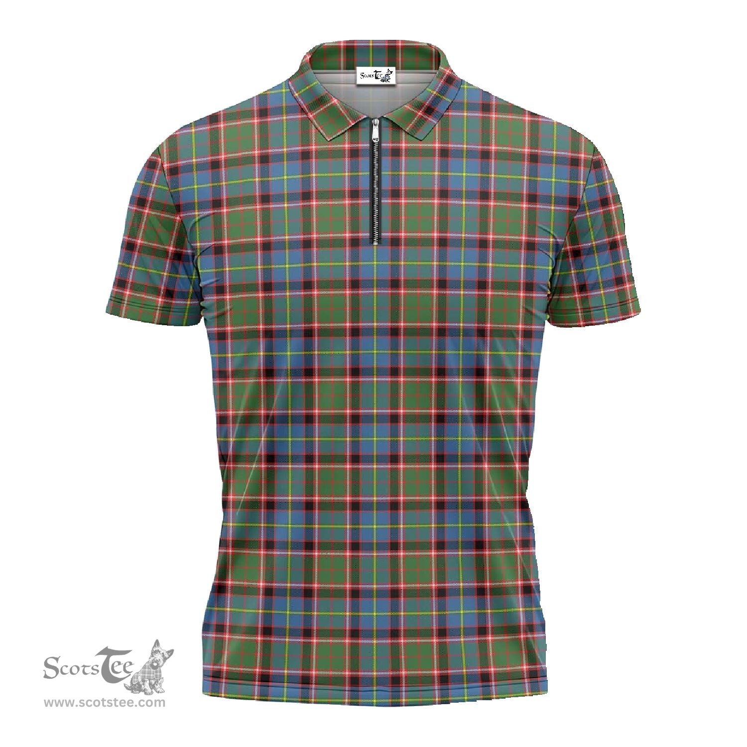 ScotsTee Shop Scottish Aikenhead Clan Tartan Zipper Polo Shirt