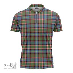 ScotsTee Shop Scottish Aikenhead Clan Tartan Zipper Polo Shirt