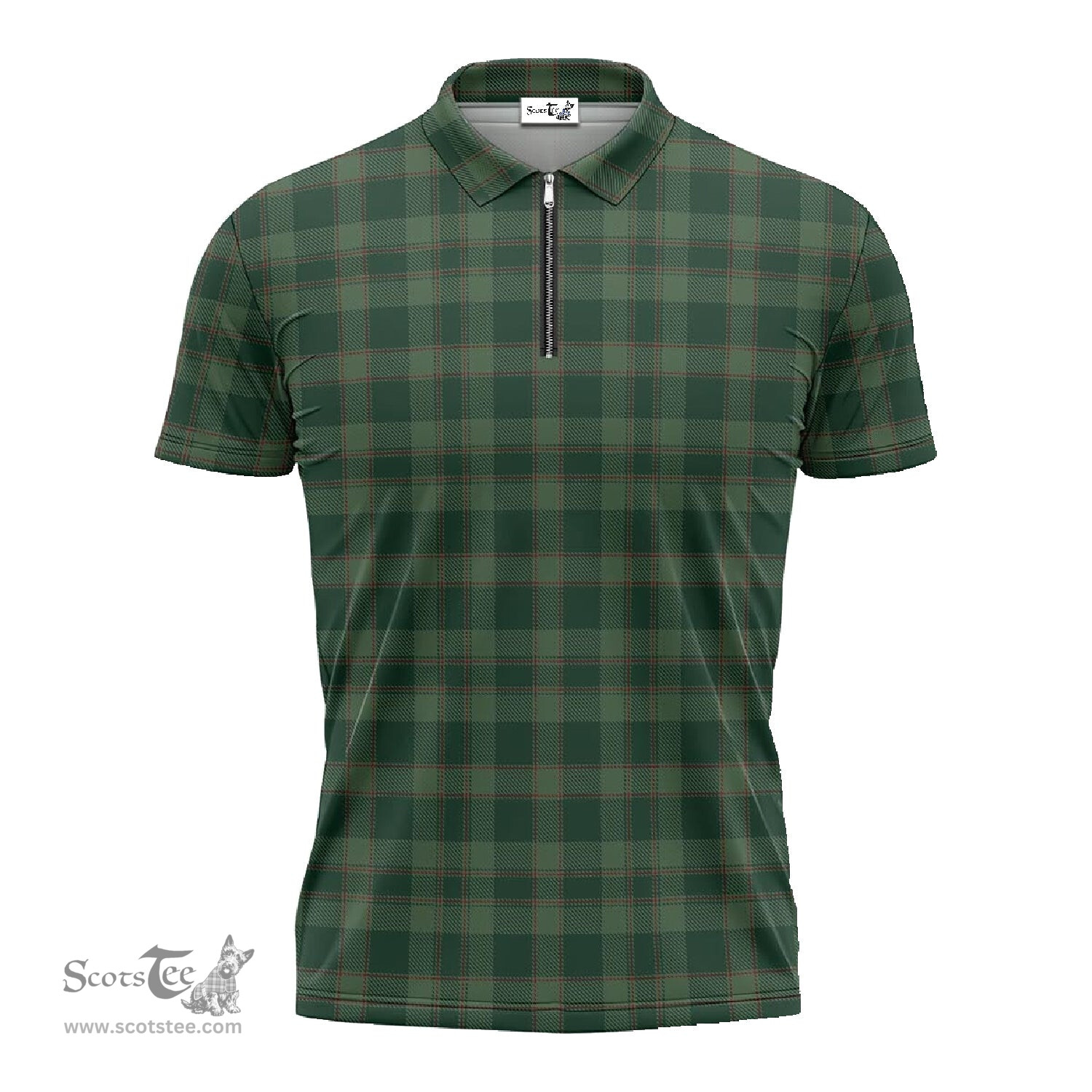 ScotsTee Shop Scottish Donachie of Brockloch Hunting Clan Tartan Zipper Polo Shirt