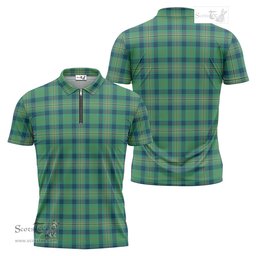 ScotsTee Shop Scottish Kennedy Ancient Clan Tartan Zipper Polo Shirt