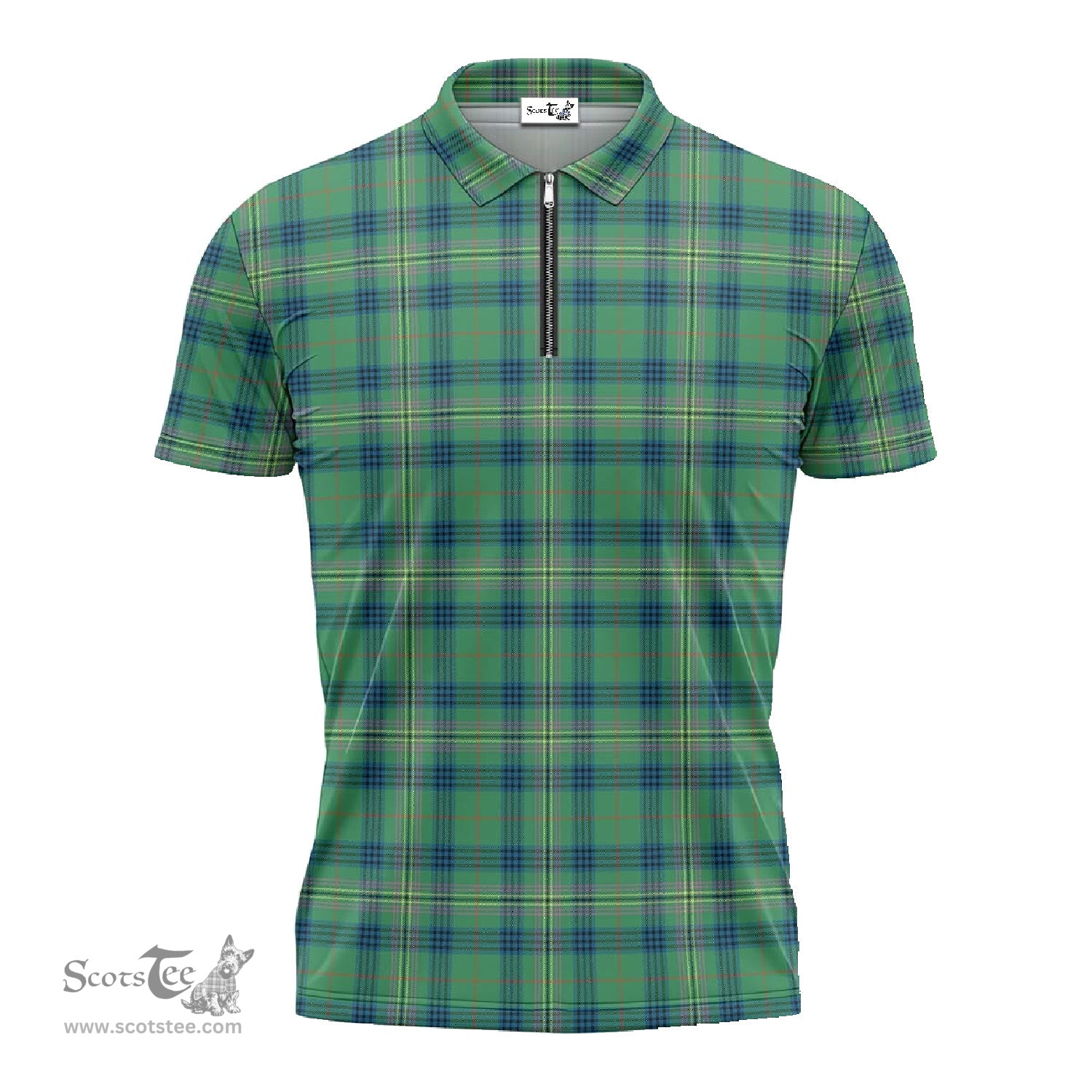 ScotsTee Shop Scottish Kennedy Ancient Clan Tartan Zipper Polo Shirt