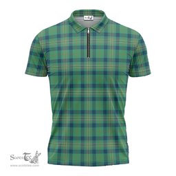 ScotsTee Shop Scottish Kennedy Ancient Clan Tartan Zipper Polo Shirt
