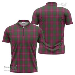 ScotsTee Shop Scottish Crawford Clan Tartan Zipper Polo Shirt