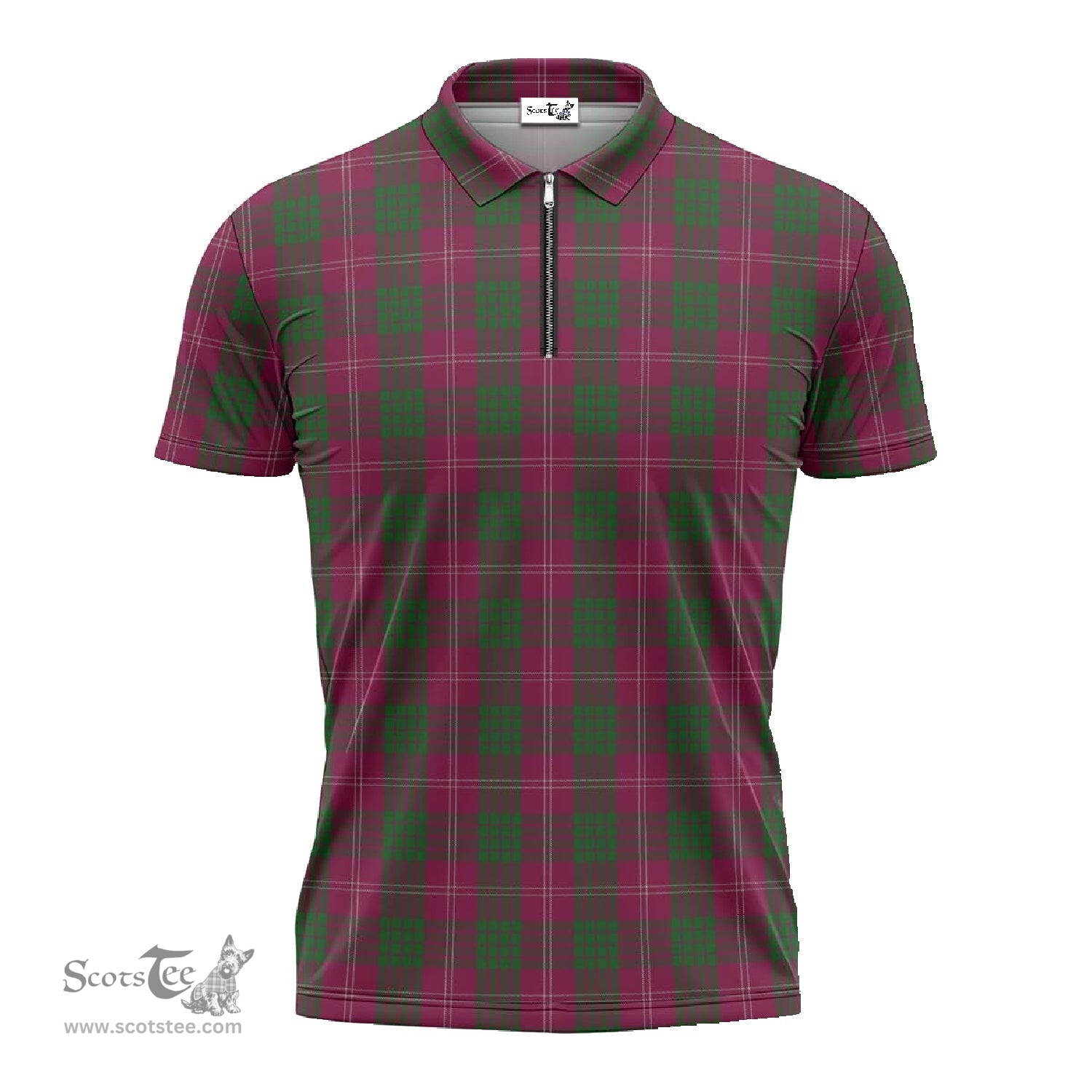 ScotsTee Shop Scottish Crawford Clan Tartan Zipper Polo Shirt