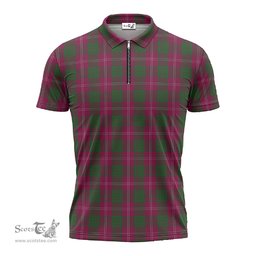 ScotsTee Shop Scottish Crawford Clan Tartan Zipper Polo Shirt