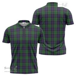 ScotsTee Shop Scottish Leslie Hunting Clan Tartan Zipper Polo Shirt