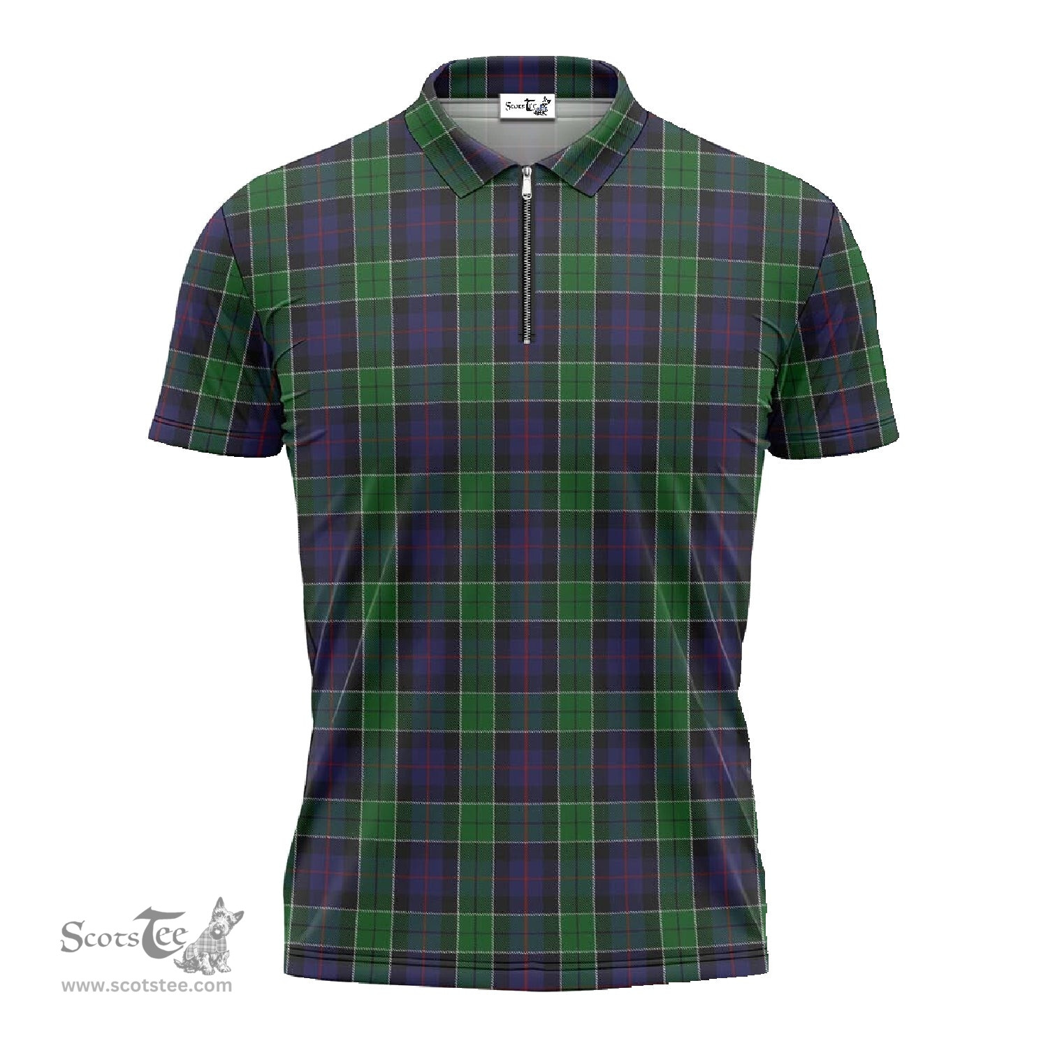 ScotsTee Shop Scottish Leslie Hunting Clan Tartan Zipper Polo Shirt