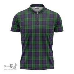 ScotsTee Shop Scottish Leslie Hunting Clan Tartan Zipper Polo Shirt