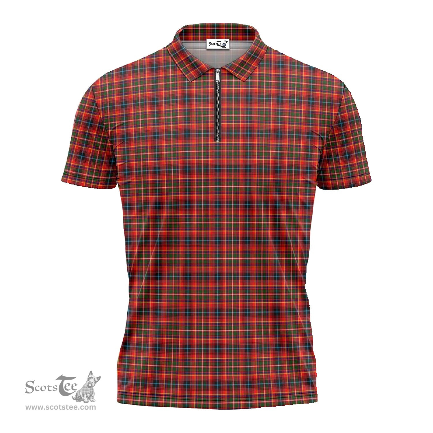 ScotsTee Shop Scottish Innes Modern Clan Tartan Zipper Polo Shirt