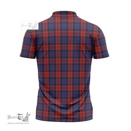 ScotsTee Shop Scottish Graham of Menteith Red Clan Tartan Zipper Polo Shirt