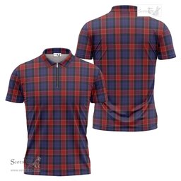 ScotsTee Shop Scottish Graham of Menteith Red Clan Tartan Zipper Polo Shirt